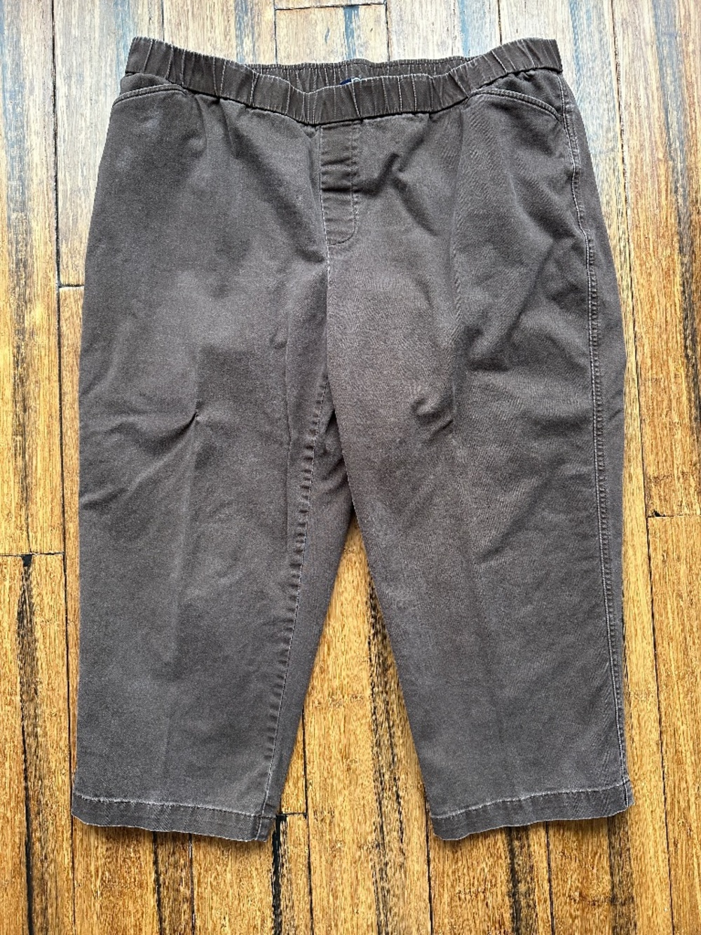 Lands' End Women's Plus Size Mid Rise Pull On Chino Crop Pants